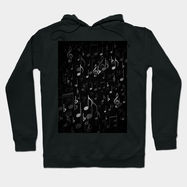 Black and white music notes Hoodie by Spinkly